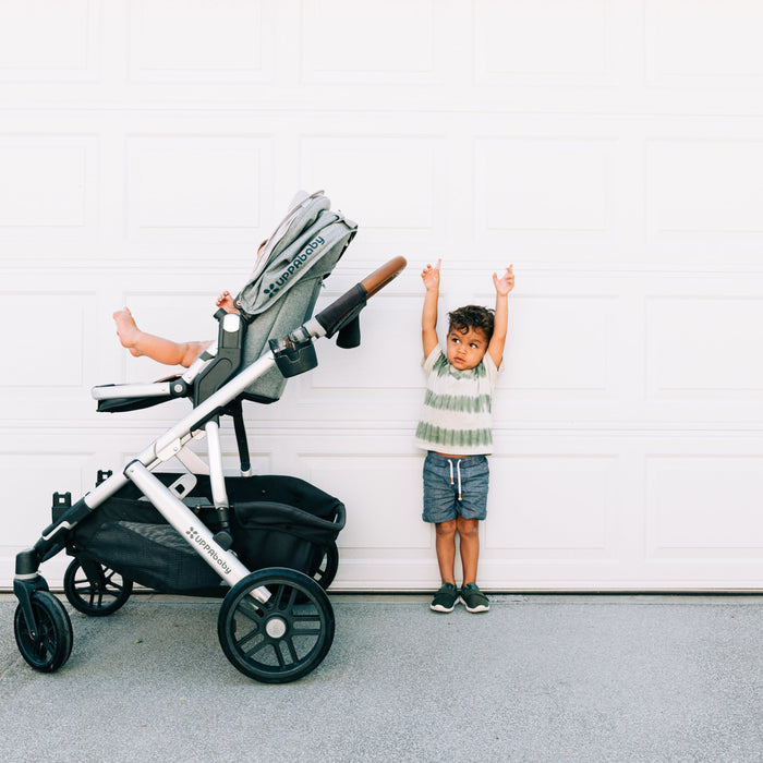 UPPAbaby stroller accessories with two kiddos