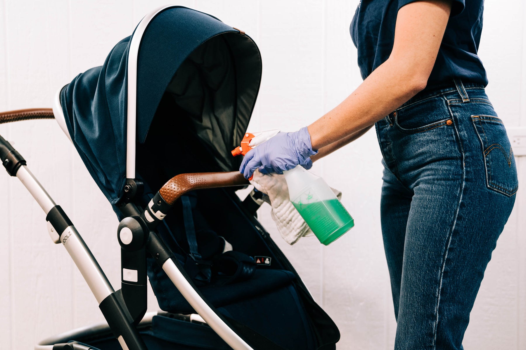 GoodBuy Gear's gear expert cleaning a stroller