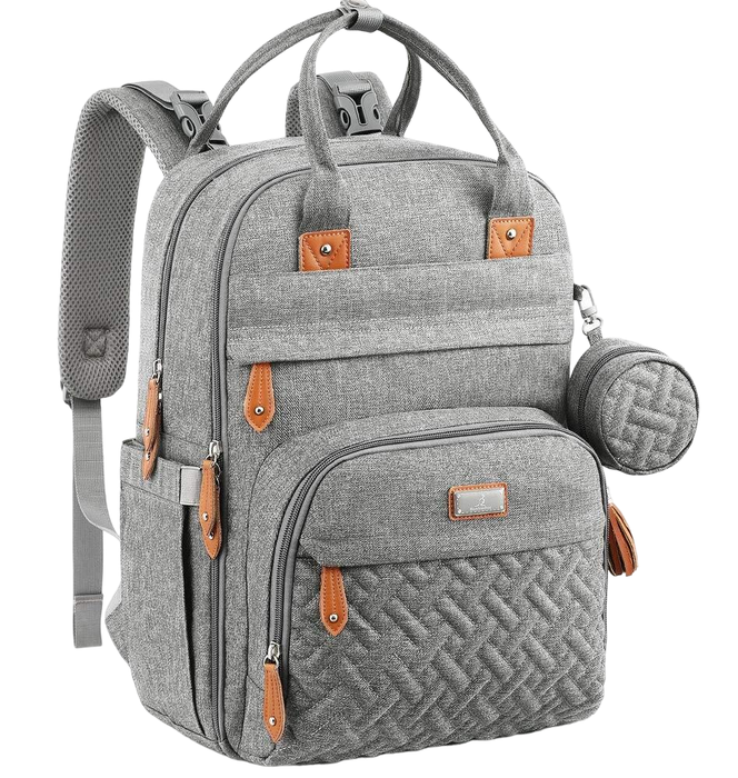 BabbleRoo Diaper Bag Backpack, XL Original, Light Grey