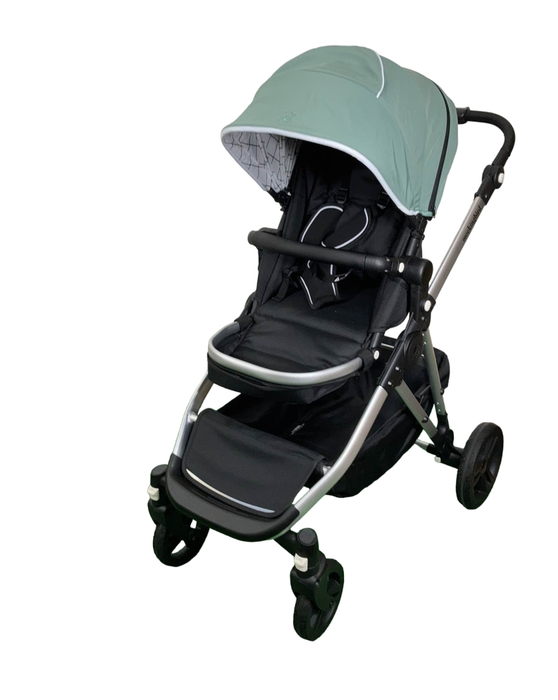 used Mockingbird Single to Double 2.0 Stroller, Silver with Black Leather, Windowpane, Sage, 2024