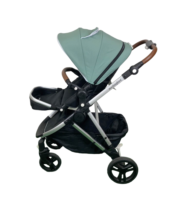 secondhand Mockingbird Single Stroller, 2023, Sage, Windowpane, Silver With Penny Leather