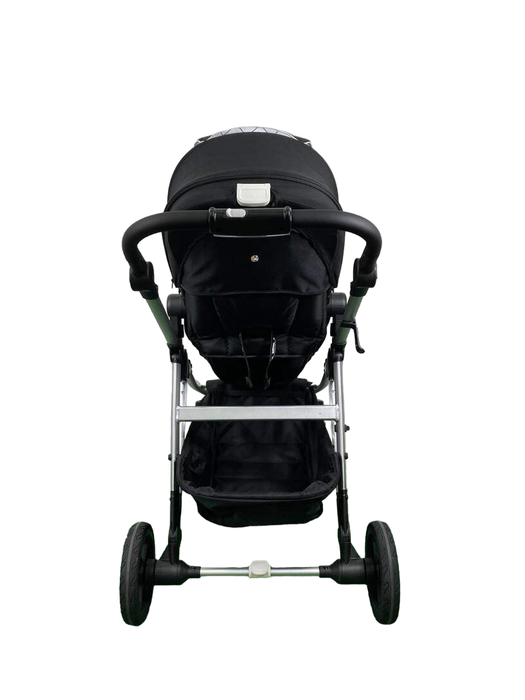 Mockingbird Single to Double Stroller, 2023, Silver with Black Leather, Windowpane, Black