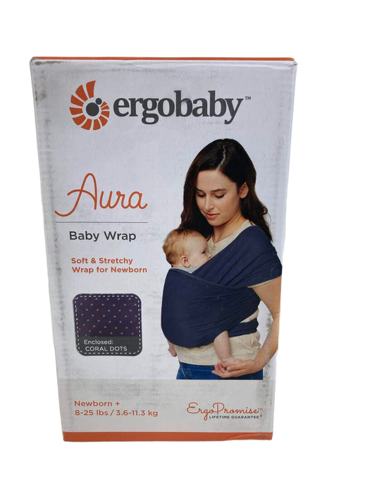 used Ergobaby Aura Baby Wrap, Coral Dots