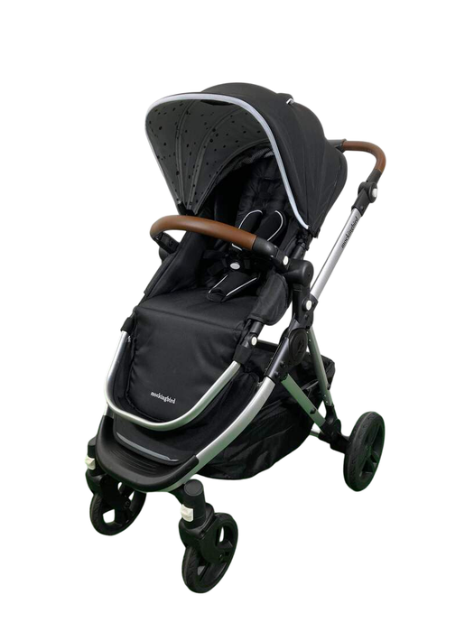 secondhand Mockingbird Single Stroller, 2023, Black, Watercolor Drops, Silver With Penny Leather