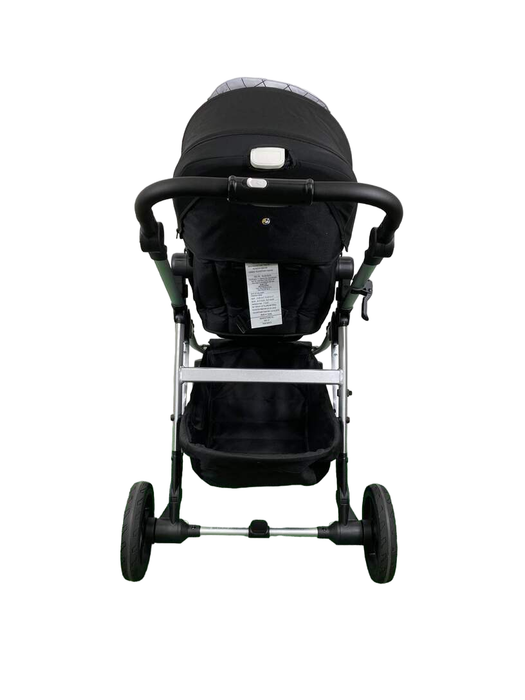 Mockingbird Single to Double 2.0 Stroller, 2024, Silver with Black Leather, Windowpane, Black