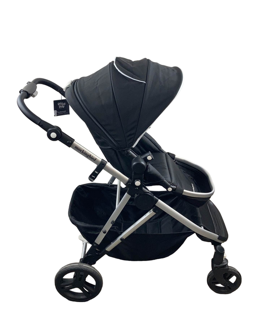 secondhand Mockingbird Single to Double Stroller, 2022, Silver with Black Leather, Watercolor Drops, Black