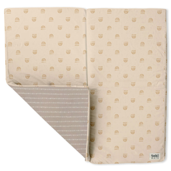 Toki Mats Padded Play Mat, Rainbow Stamp in Cream, Multiple Sizes