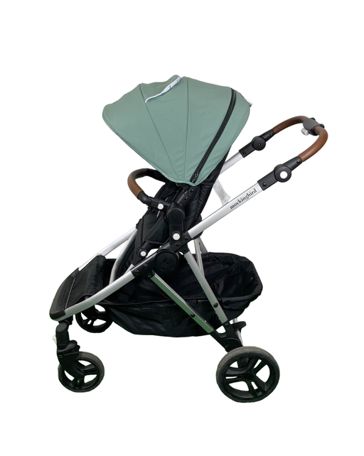 secondhand Mockingbird Single to Double Stroller, Silver with Penny Leather, Windowpane, Sage, 2023