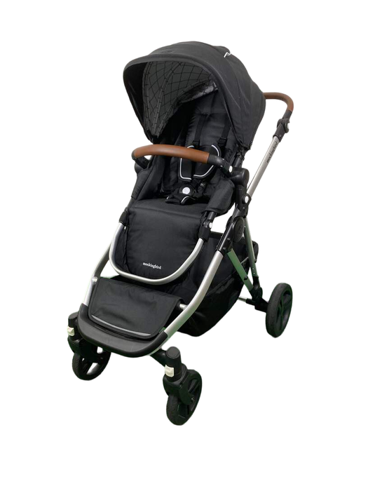 secondhand Mockingbird Single to Double 2.0 Stroller, 2023, Silver with Black Leather, Windowpane, Black