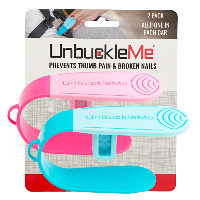 UnbuckleMe Car Seat Buckle Release Tool, Double Pack, Pink and Blue