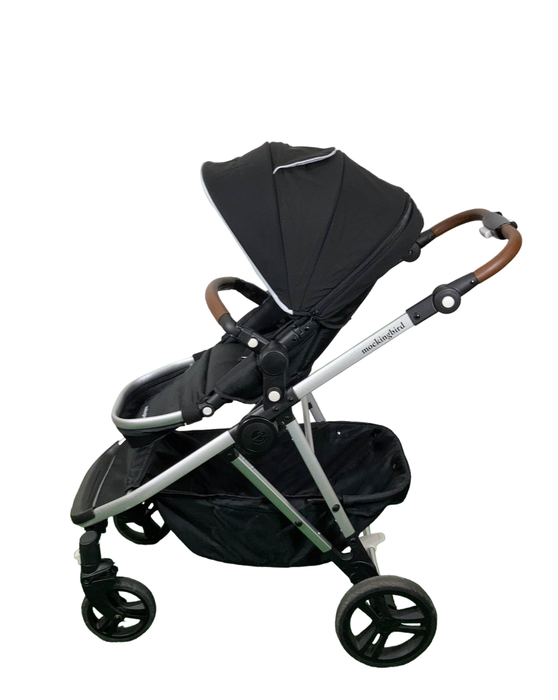 secondhand Mockingbird Single to Double Stroller, Silver with Penny Leather, Windowpane, Black , 2023