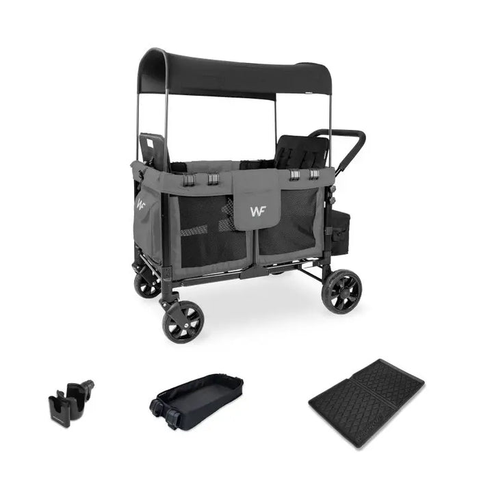 Wonderfold W4 Original Stroller Wagon Bundle, Light Grey