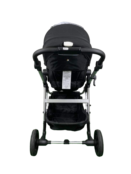 Mockingbird Single to Double 2.0 Stroller, 2023, Silver with Black Leather, Watercolor Drops, Black