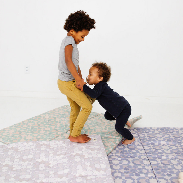 Toki Mats Padded Play Mat, Grey Mosaic Mat, Multiple Sizes