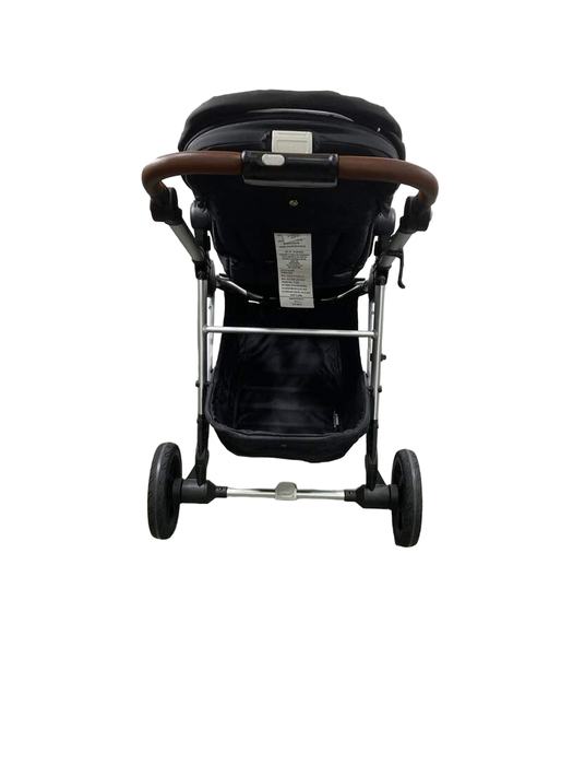 Mockingbird Single Stroller, 2023, Black, Watercolor Drops, Silver With Penny Leather