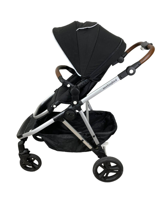 Mockingbird Single to Double Stroller, 2023, Silver with Penny Leather, Watercolor Drops, Black