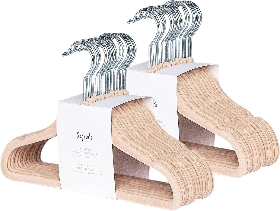 3 Sprouts Velvet Baby Hangers, 30 Pack, Hazelnut