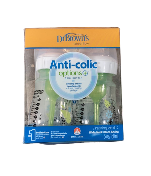 used Dr. Brown's Options+ Anti Colic Wide Neck Bottles 2-Pack, 5oz