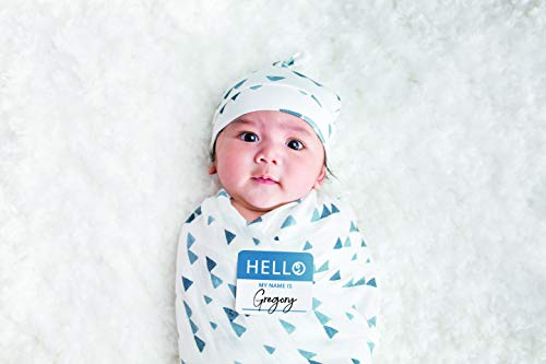 used Lulujo Hello World Newborn Hat and Swaddle Blanket Set