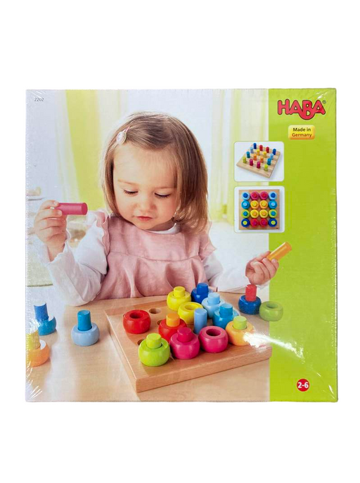 used HABA Rainbow Wheels Pegging Game