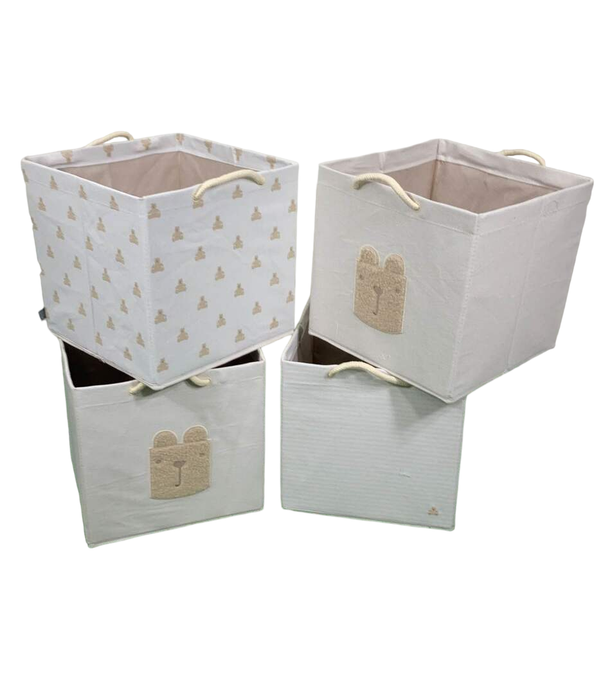 used Baby Gap 4pack Brannan Bear Fabric Storage Bins With Handles, Tan