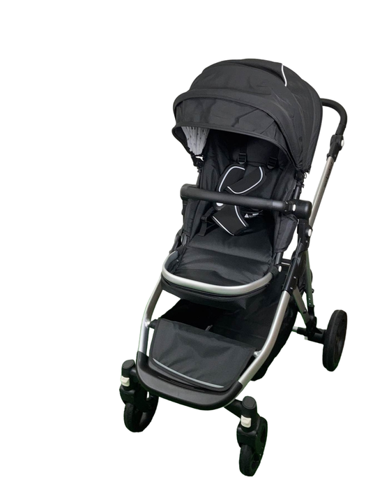 used Mockingbird Single to Double Stroller, Matte Black with Matte Black Leather, Watercolor Drops, Black , 2023