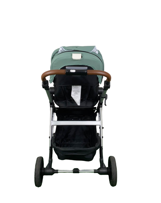 Mockingbird Single 2.0 Stroller, 2023, Silver with Penny Leather, Windowpane, Sage