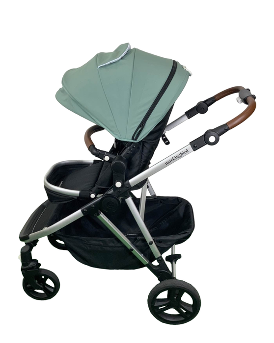 secondhand Mockingbird Single to Double 2.0 Stroller, Silver with Penny Leather, Watercolor Drops, Sage, 2023