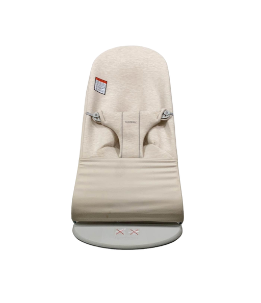 secondhand BabyBjorn Bouncer Bliss, Light Gray Frame, Light Beige 3D Jersey