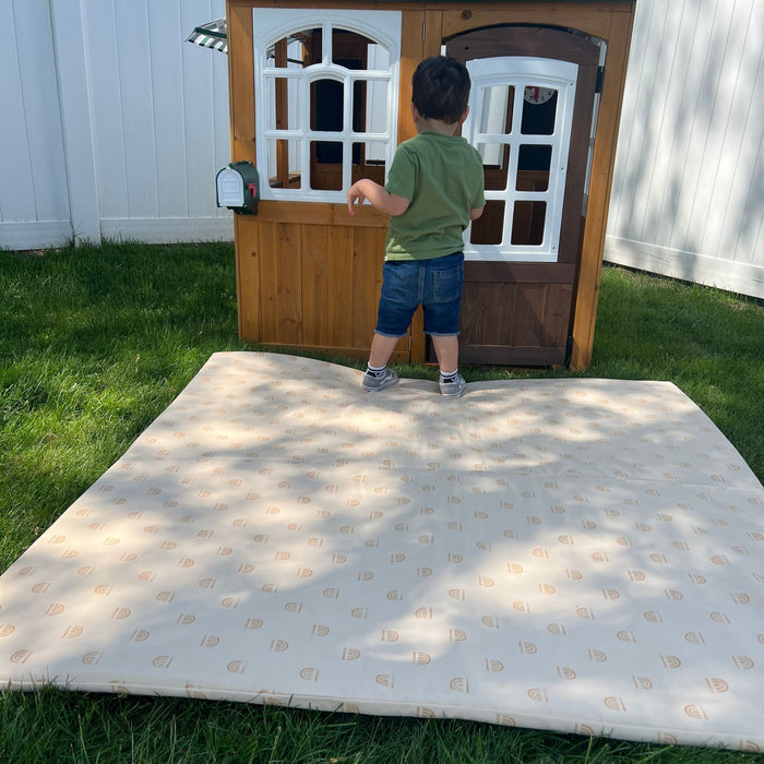 Toki Mats Padded Play Mat, Rainbow Stamp in Cream Vegan Leather, Multiple Sizes