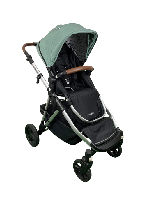 used Mockingbird Single to Double 2.0 Stroller, 2024, Silver with Penny Leather, Windowpane, Sage