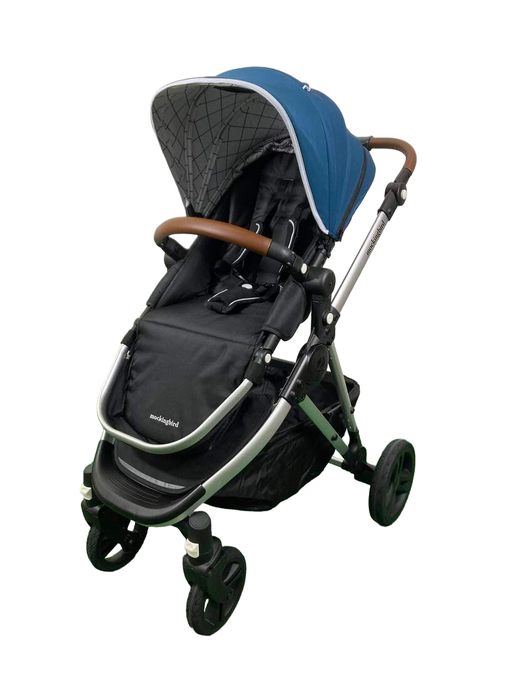 secondhand Mockingbird Single Stroller, 2023, Sea, Windowpane, Silver With Penny Leather