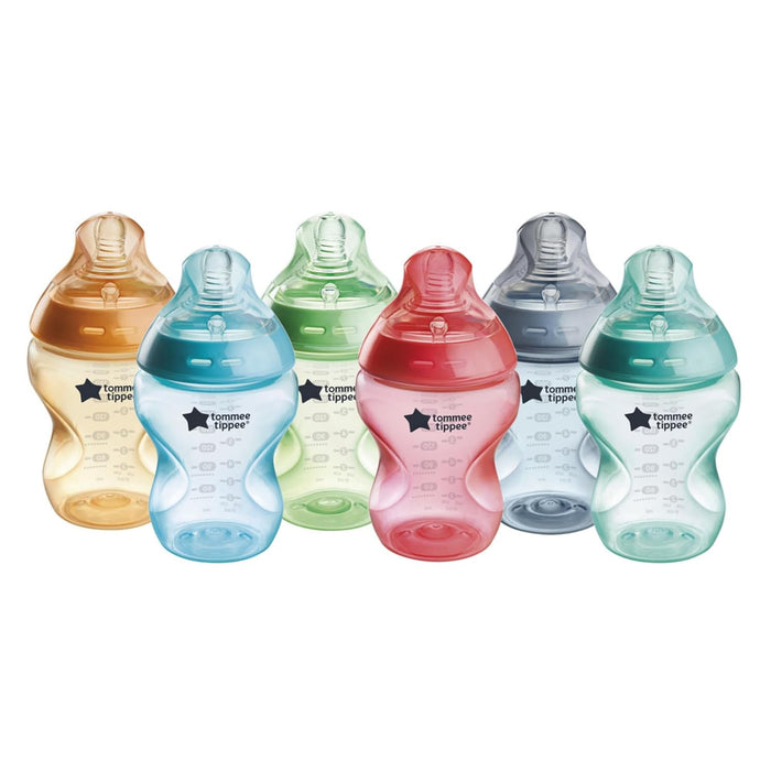 Tommee Tippee Closer To Nature Baby Bottles, 9oz, 6pk, Fiesta Collection