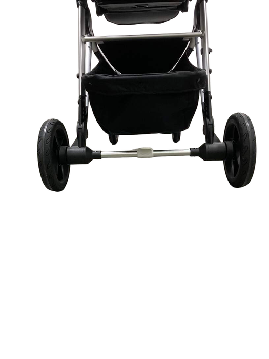 Mockingbird Single Stroller, 2023, Black, Watercolor Drops, Silver With Penny Leather