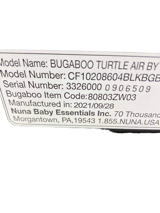 secondhand Bugaboo Turtle Air By Nuna Car Seat, Black, 2021