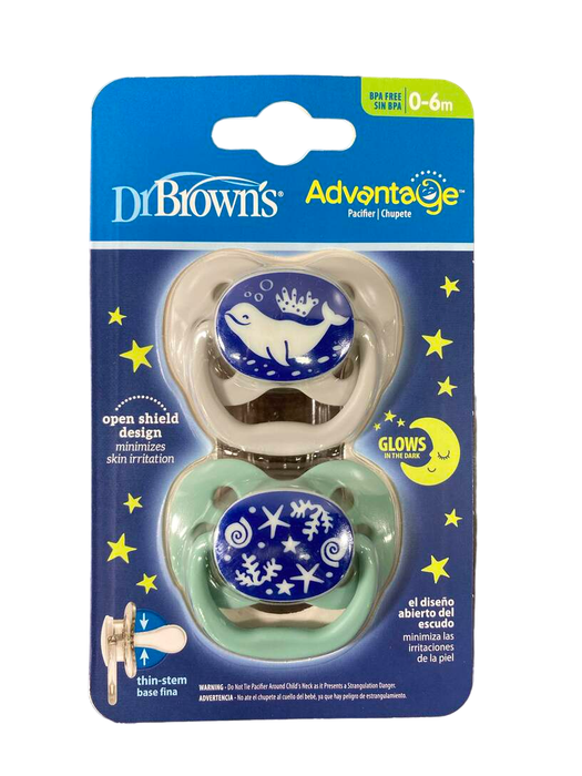 used Dr. Brown's Advantage Pacifier, 2 Pack, 0-6 Months, Blue Ocean