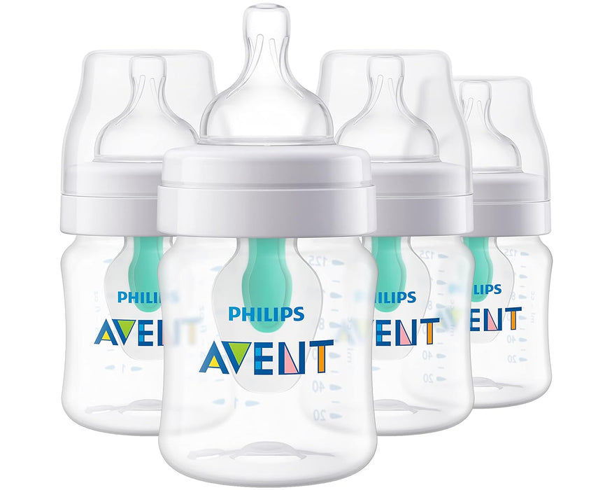 Philips Avent Anti-Colic Bottles, 4 Pack, 4oz, Clear, Regular