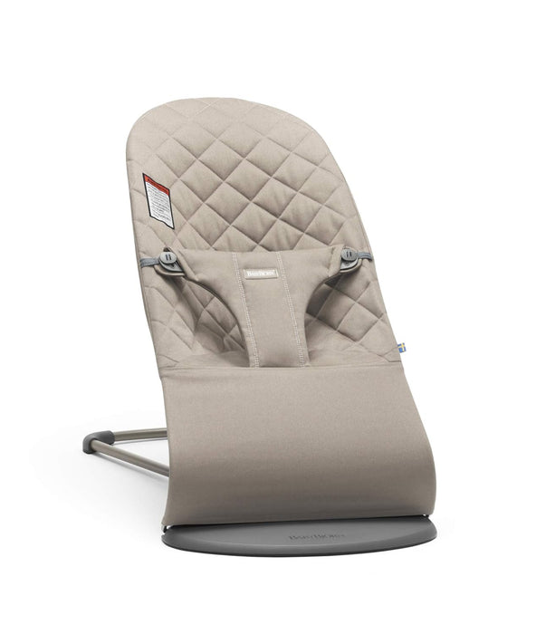 BabyBjorn Bouncer Bliss, Sand Gray Cotton Classic Quilt, Dark Gray Frame