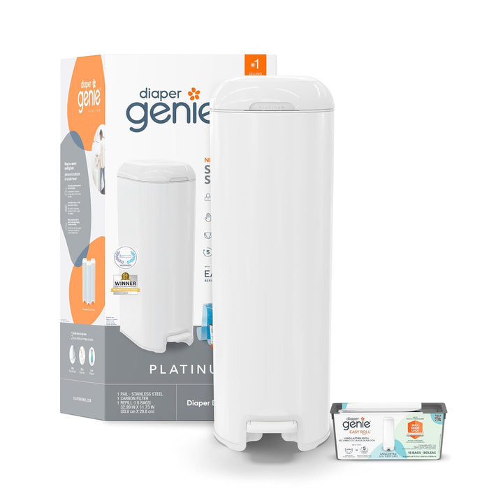 Diaper Genie Platinum Diaper Pail, White