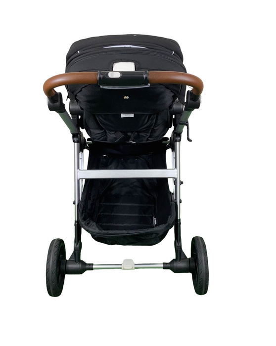 Mockingbird Single Stroller, 2023, Black, Windowpane, Silver With Penny Leather