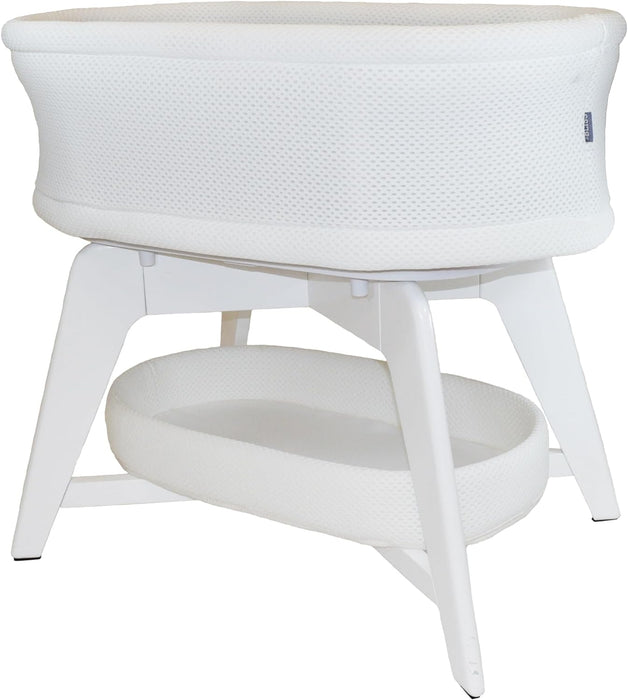 TruBliss Evi Smart Bassinet with Smart Technology, White with White Base