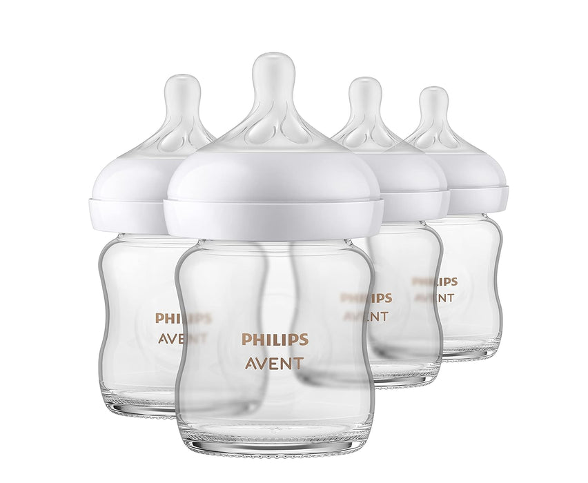 Philips Avent Natural Glass Baby Bottles, 4 Pack, 4oz