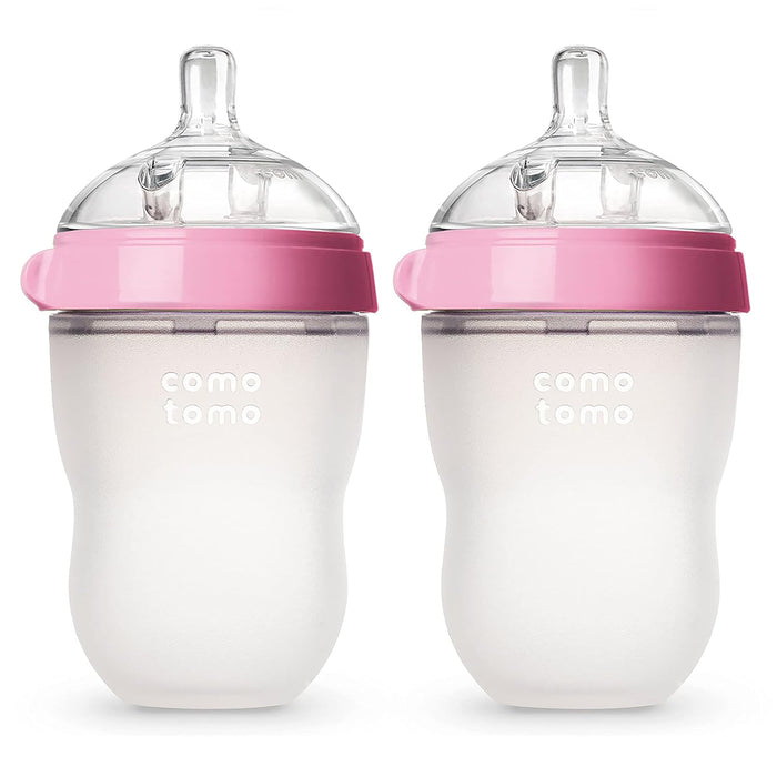 Comotomo Bottles 2 Pack, 8 ounce, Pink