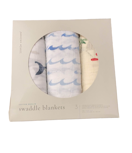 used Little Unicorn Cotton Muslin Swaddles 3-Pack, Shark