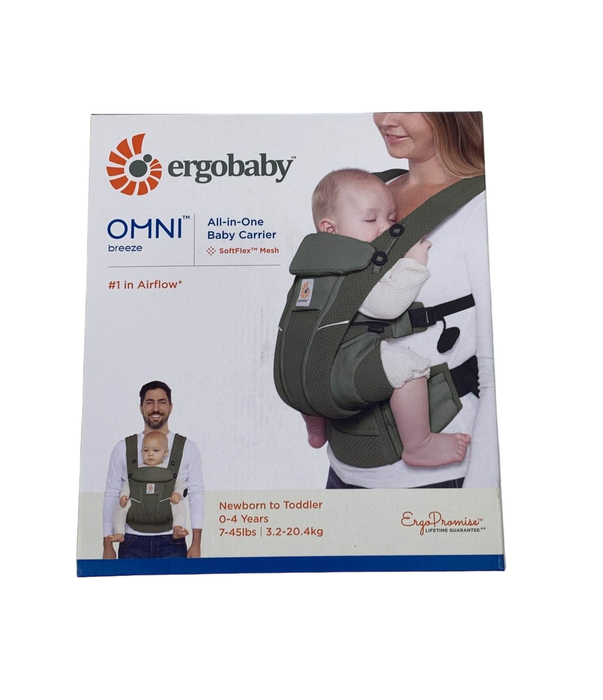 used Ergobaby Omni Breeze Baby Carrier, Olive Green HIDDEN REQ 6.5