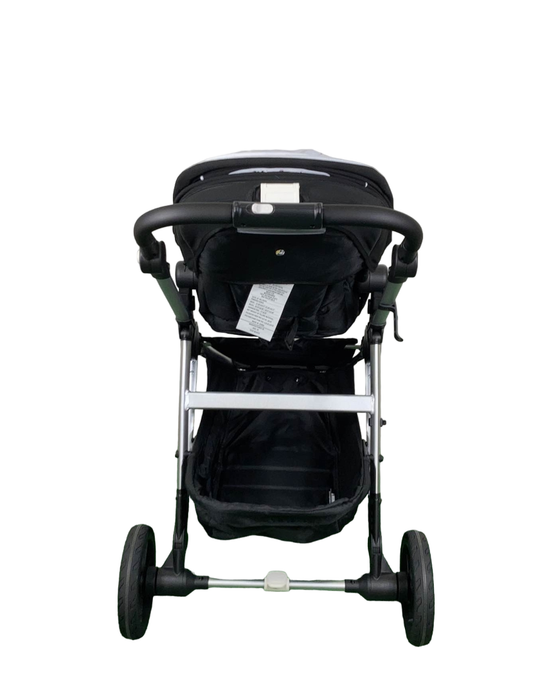 Mockingbird Single Stroller, 2023, Black, Watercolor Drops, Silver With Black Leather