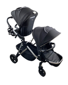 used Mockingbird Single to Double Stroller with 2nd Seat, 2023, Black, Watercolor Drops And WindowPane, Silver with Black Leather