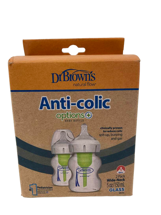 used Dr. Brown's Options+ Anti Colic Wide Neck Glass Bottles 2-Pack, 5oz