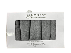 used Honest Baby 10 Pack Organic Cotton Wash Cloths, Heather Gray