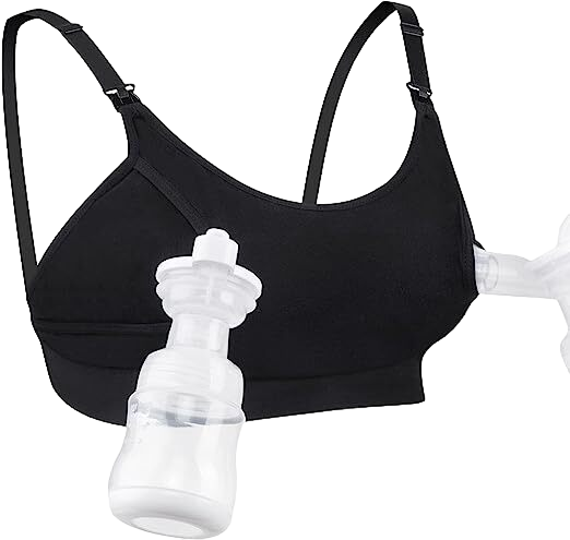 Momcozy Hands-Free Nursing And Pumping Bra, Medium, Black